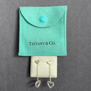 Tiffany & Co. Silver Heart Drop Dangle Earrings